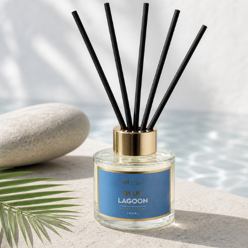Blue Lagoon 100ml tropical fruit reed diffuser by With Love Kenya